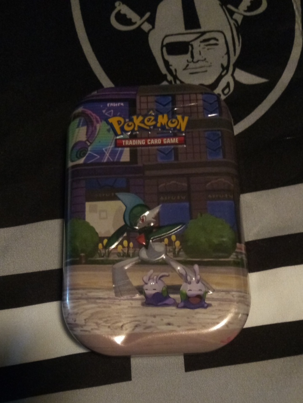 Pokemon Metal Trading Card Tin — Purple and Green Artwork